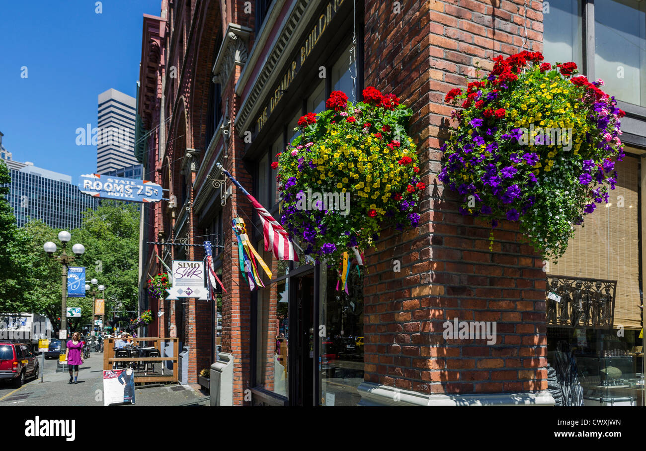 Seattle, USA – Straßenszene am Pioneer Square Stockfoto