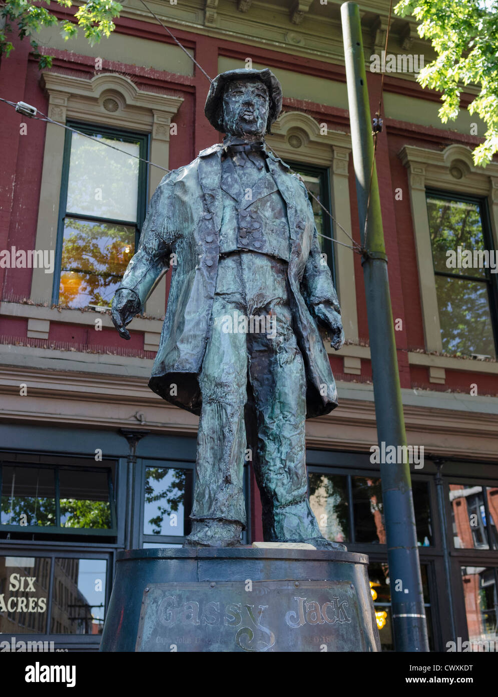 Statue von Gassy Jack in Gastown, Vancouver, Kanada Stockfoto