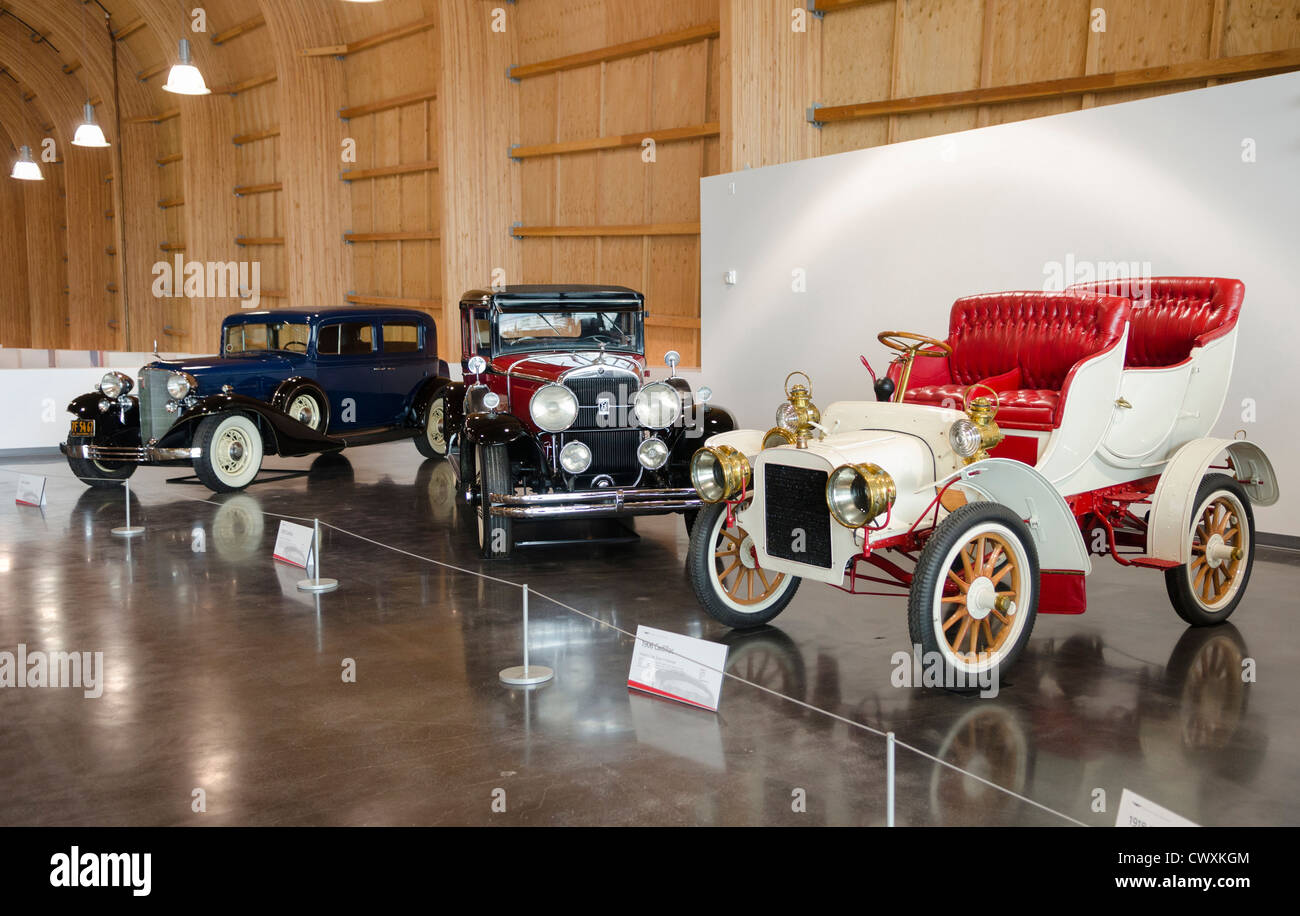 Oldtimer in Le Mai: Amerikas Automuseum, Tacoma, Washington State, USA. Stockfoto