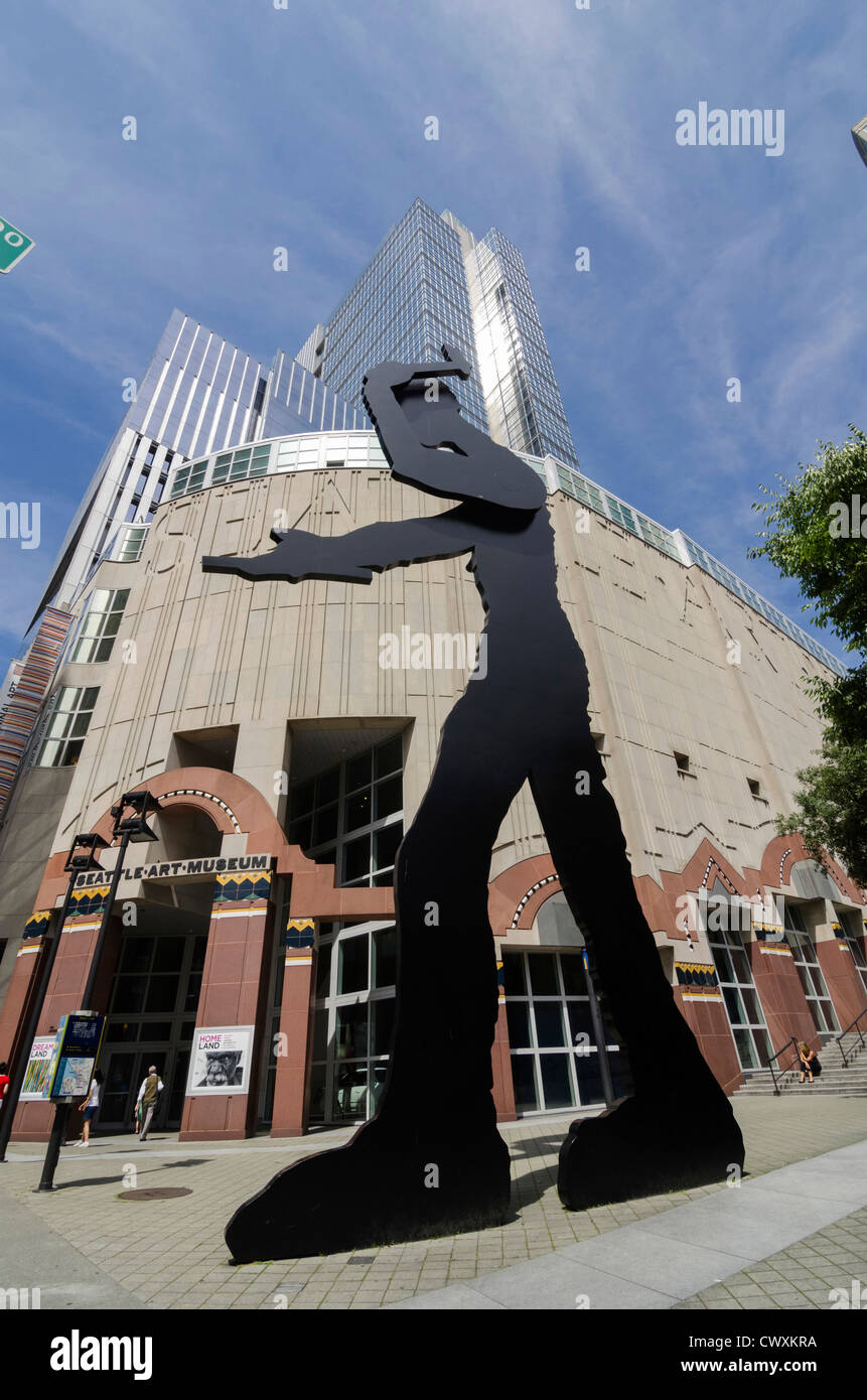 Hammer Mann Statue außerhalb SAM, das Seattle Art Museum, Seattle, USA. Stockfoto