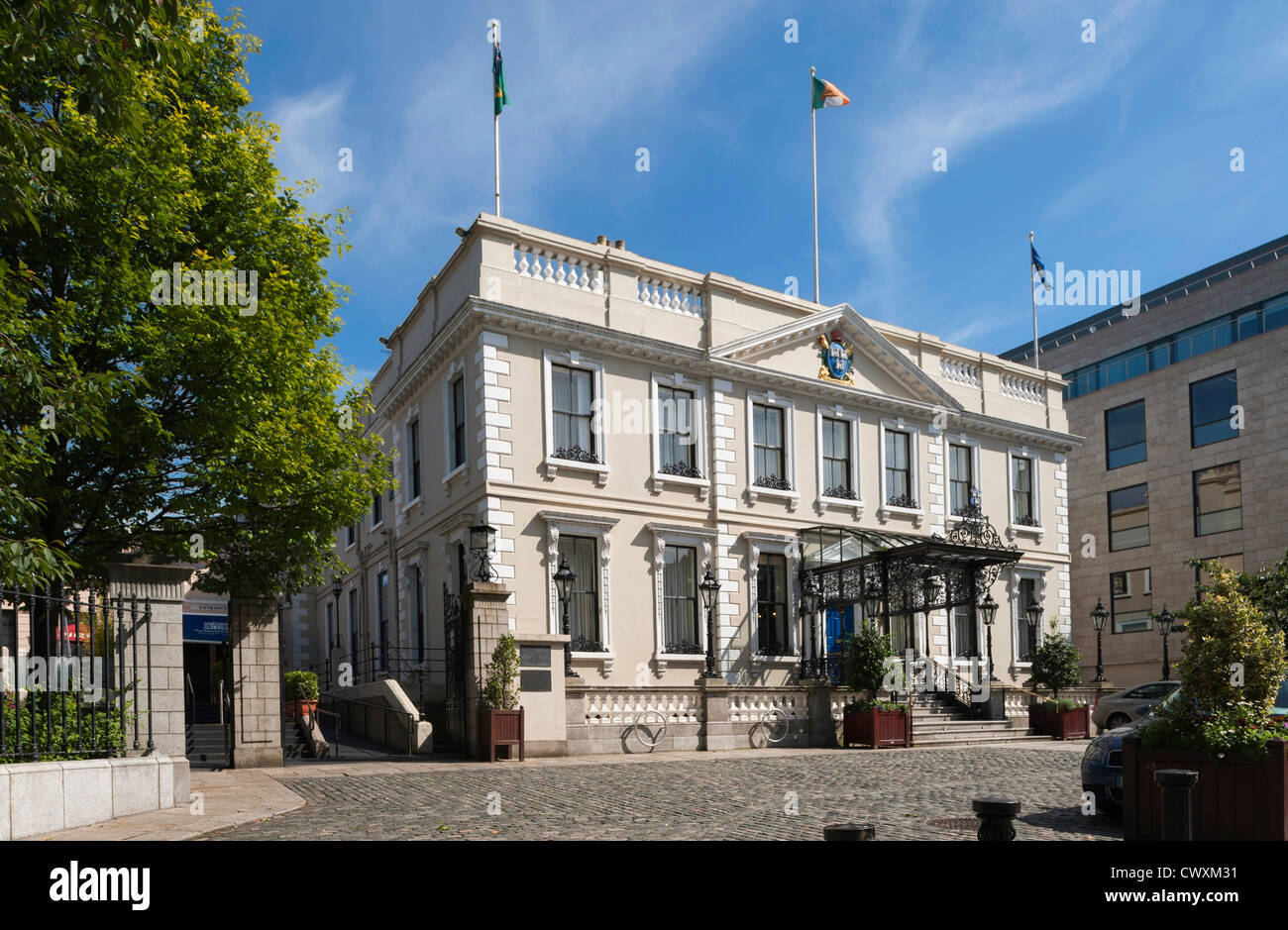 Vorderseite des historischen Mansion House, Dublin, Irland Stockfoto