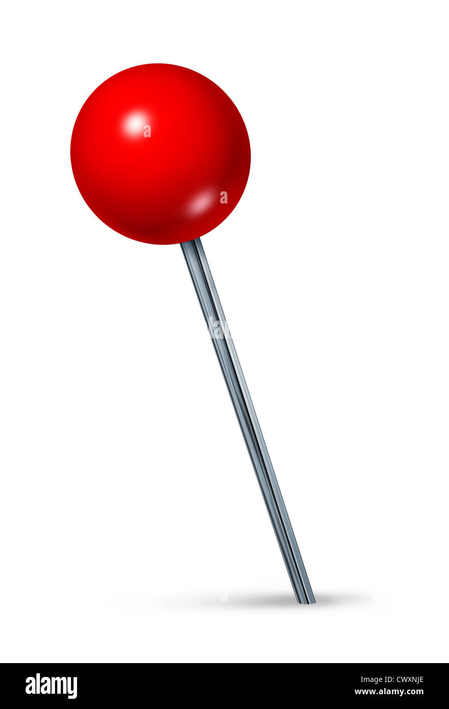 Roten Pin als Navigation Symbol eines Reiseziels und Position auch ein Symbol der Geschäftsausrichtung auf weißem Hintergrund. Stockfoto
