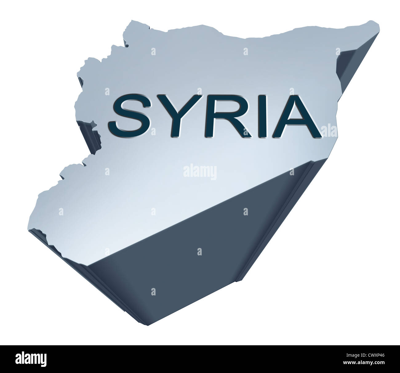 Dreidimensionale Karte Syrien aus dem Nahen Osten Stockfoto