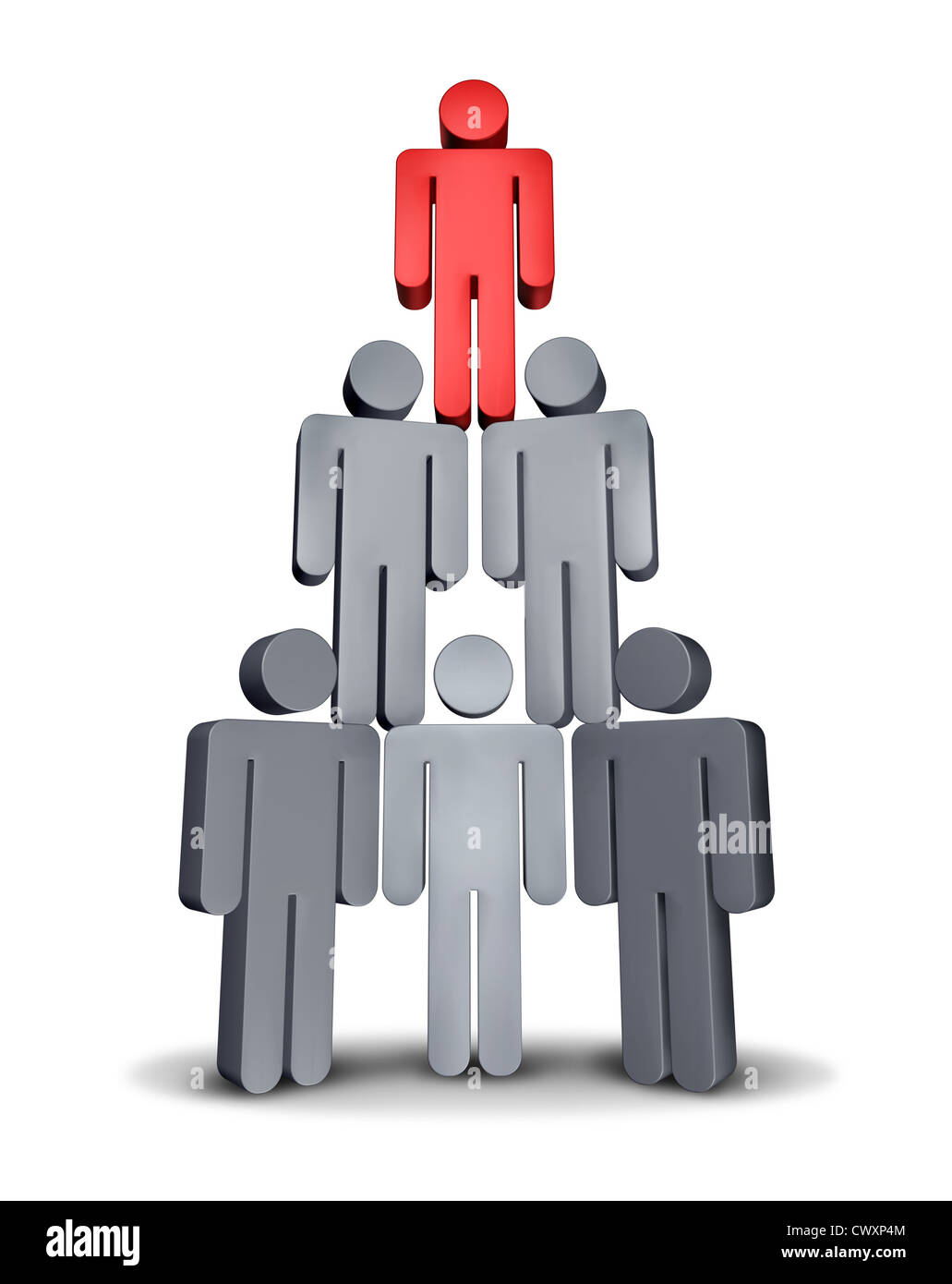 Geschäftsleute auf Hierarchie Pyramide als Symbol von Teamwork und Zusammenarbeit für finanziellen Erfolg mit einem Team von corporate Stockfoto