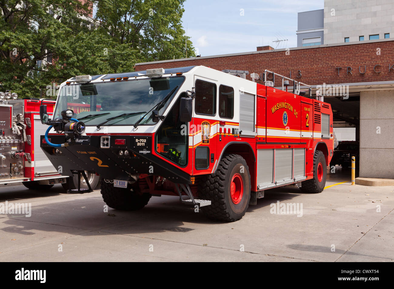 Zarte Schaum Feuerwehrauto Stockfoto