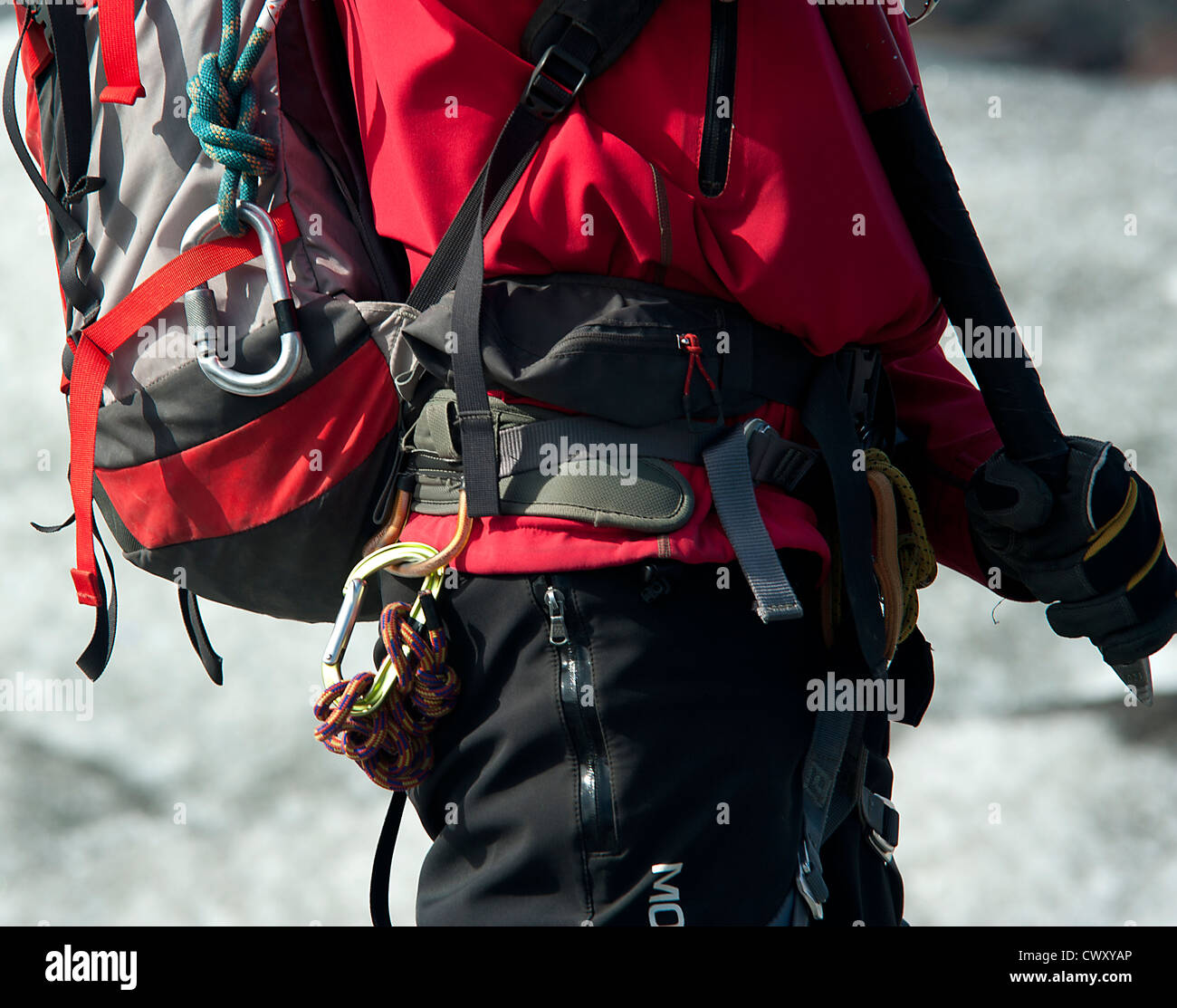 Berg-Ausrüstungen, Gletscher Vatnajökull, Island Stockfoto