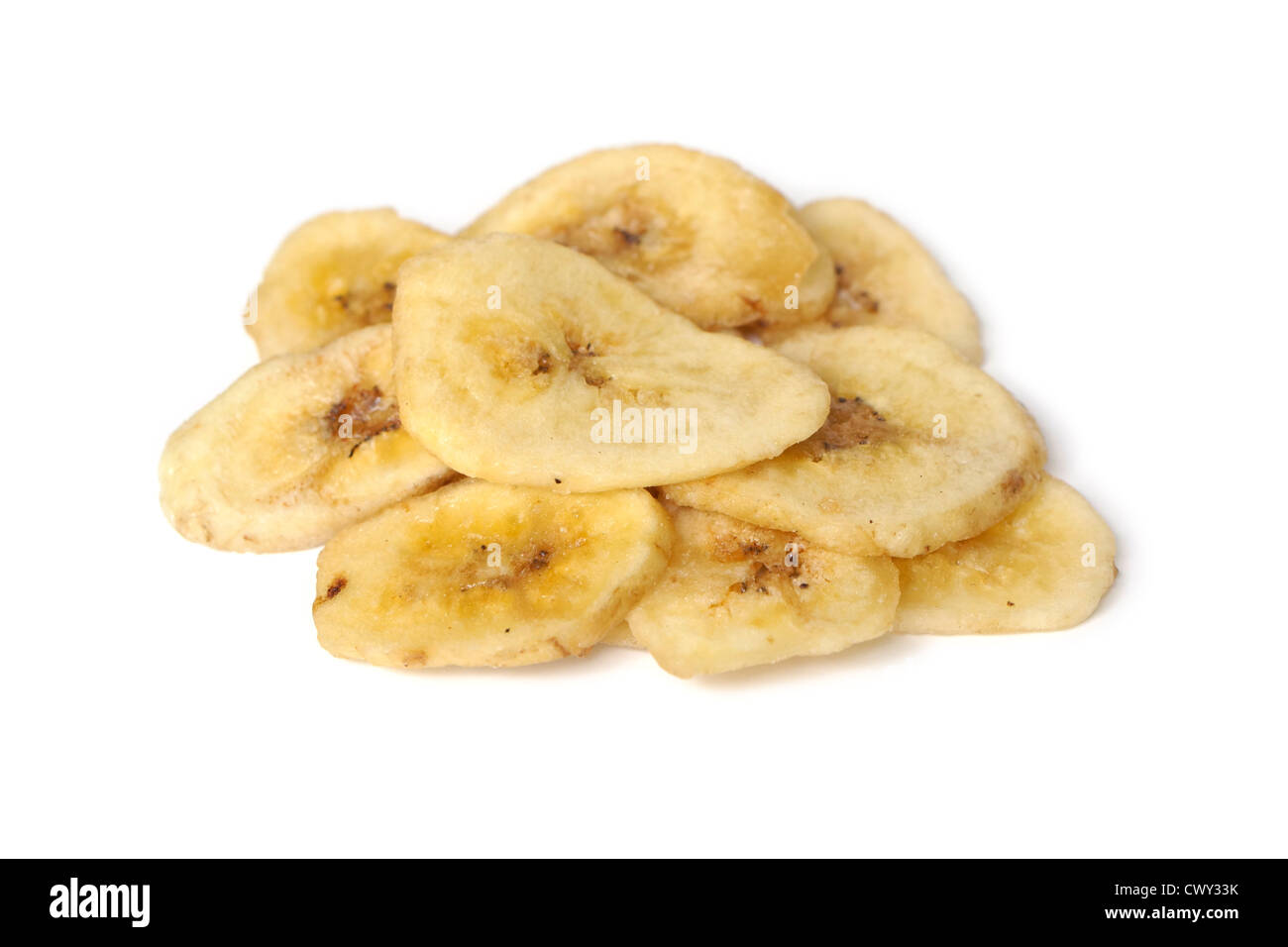 Bananenchips, getrocknete Bananen Stockfoto