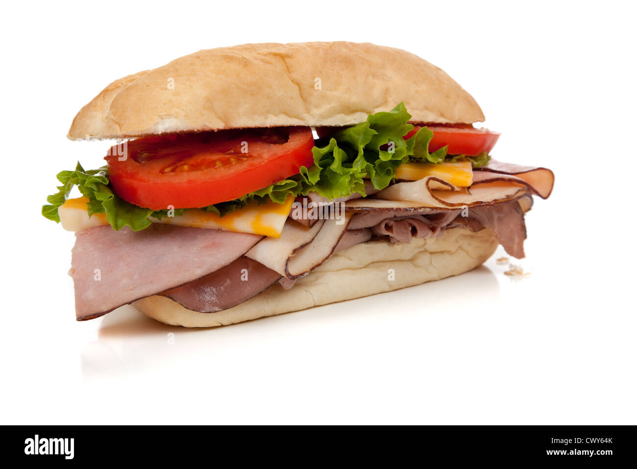 Sandwich auf weißem Hintergrund Stockfoto