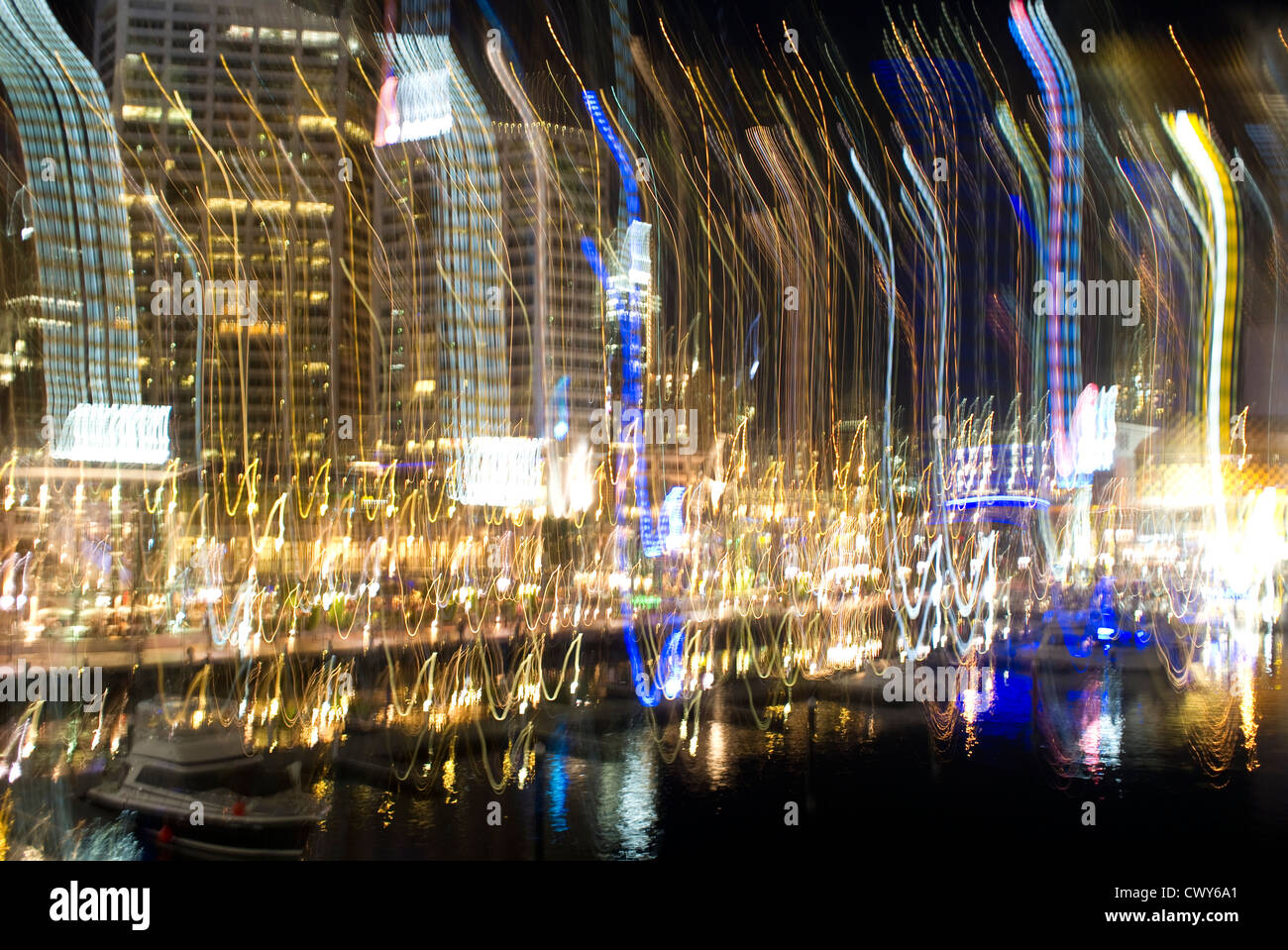 Nachtzeit am Darling Harbour, Sydney Australia Stockfoto