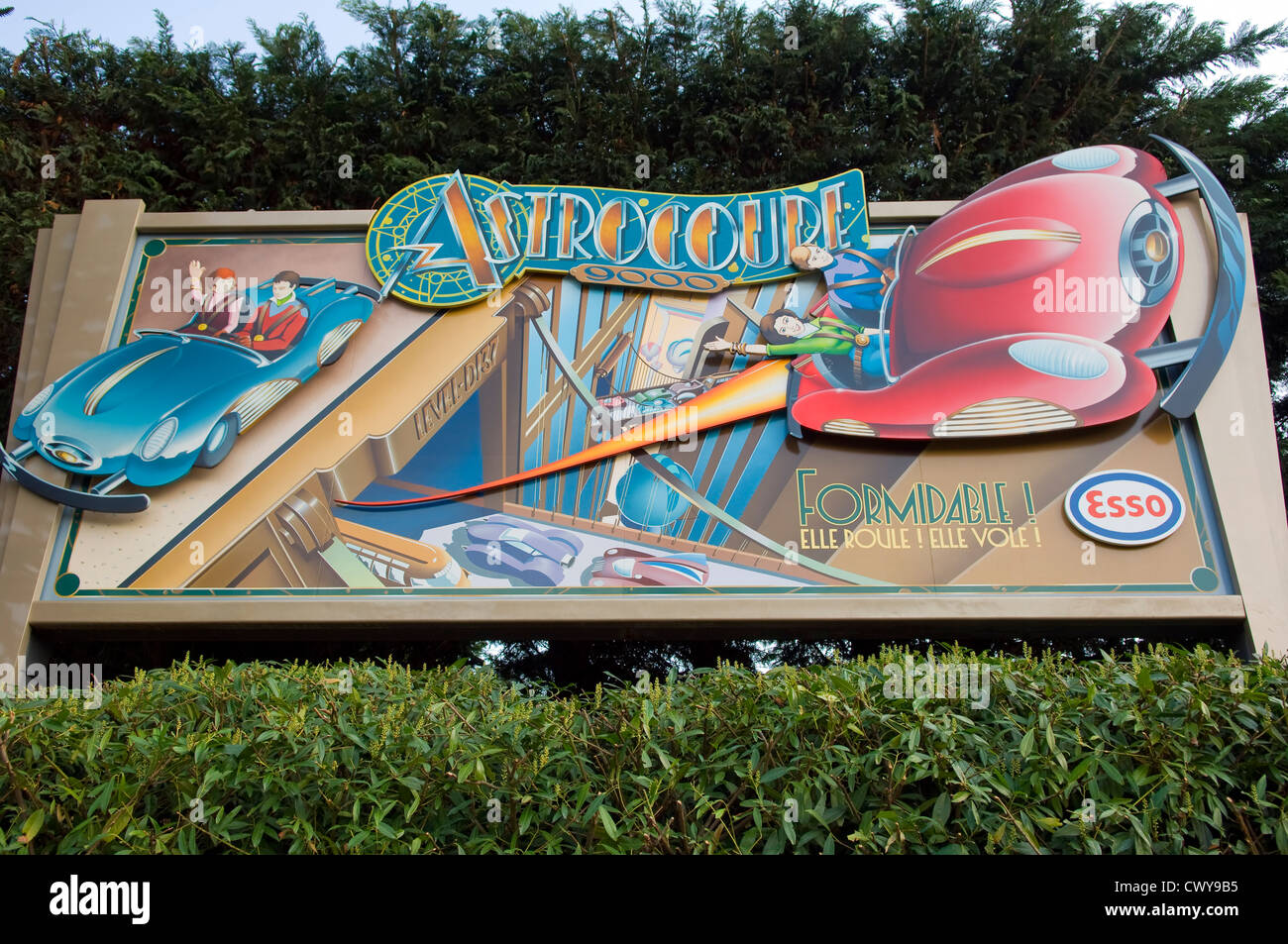 Astrocoupe Schilder, Disneyland Paris, Marne-La-Vallée, Seine-et-Marne, Ile de France Stockfoto
