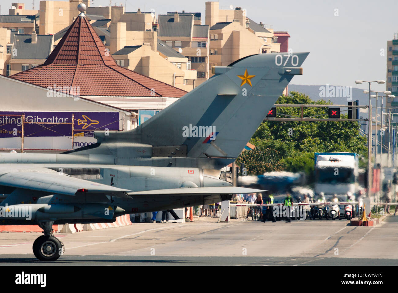 Tornado Flugzeug RAF Gibraltar Flughafen ZA607. 2. Juli 2012, Gibraltar, Großbritannien. Stockfoto