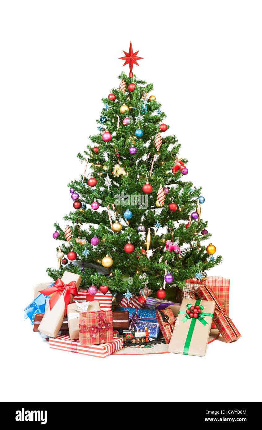 Schönen Weihnachtsbaum isoliert auf weißem Hintergrund - Studio gedreht Stockfoto