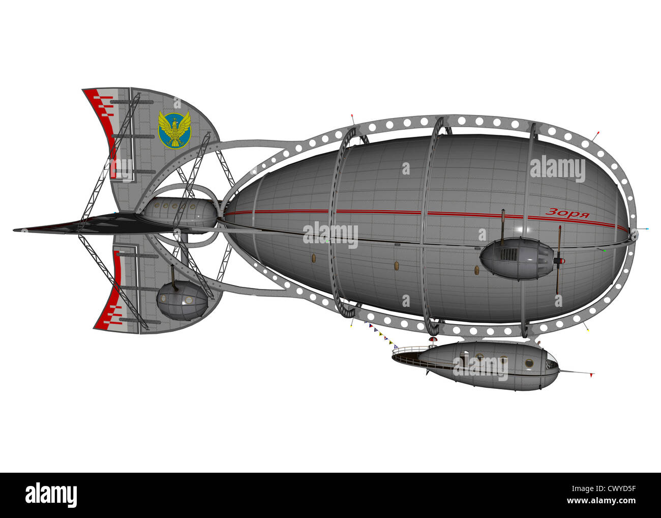 3D gerendert Luftschiff auf weißen Hintergrund isoliert Stockfoto