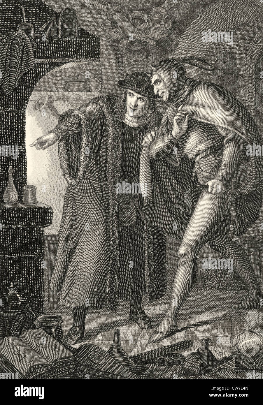 Faustischen Pakt Zwischen Mephisto Oder Mephisto Und Heinrich Faust Szene Aus Der Tragodie Faust Von Johann Wolfgang Von Goethe Stockfotografie Alamy