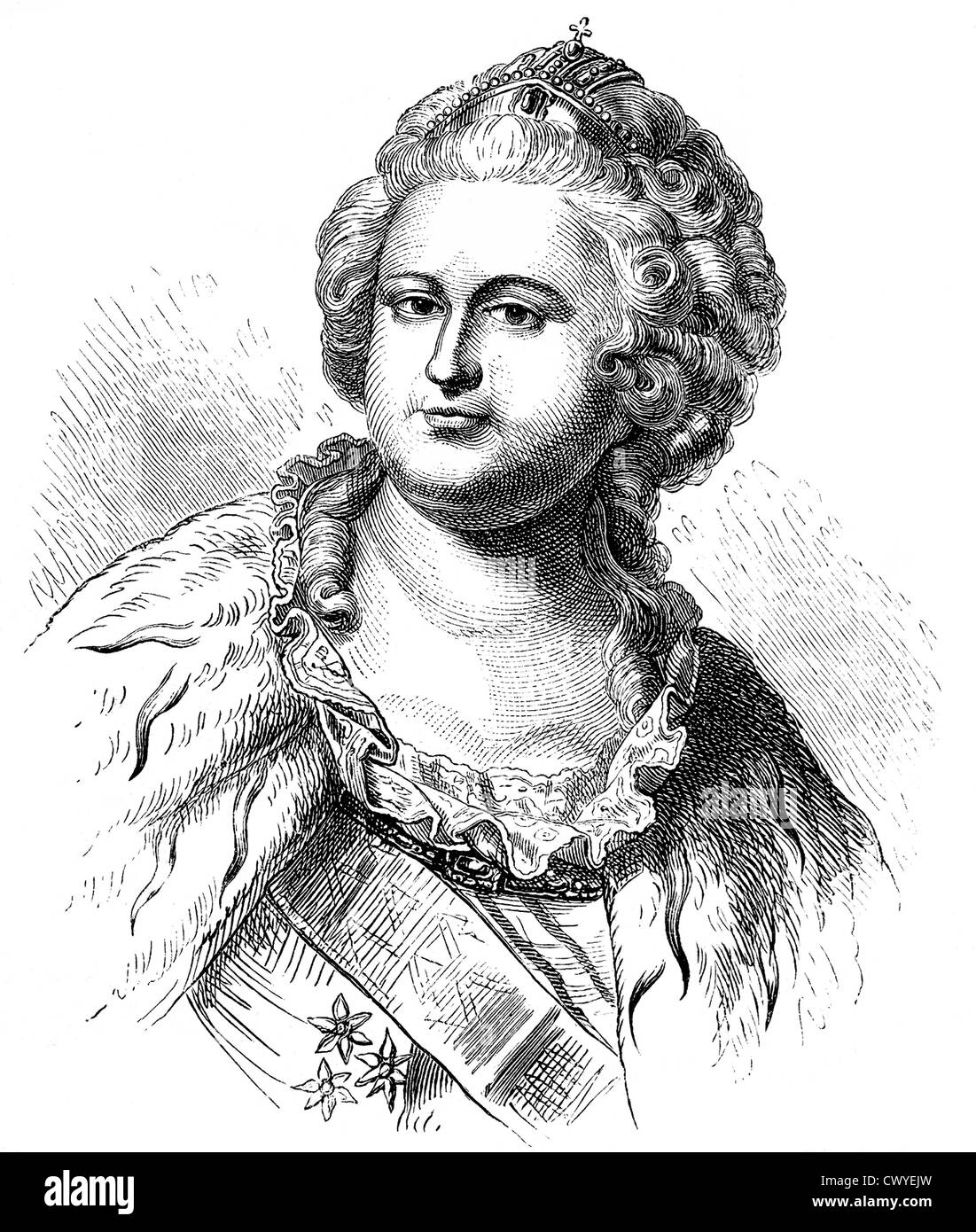 Catherine II oder Katharina die große, 1729-1796, Kaiserin von Russland, Herzogin von Holstein-Gottorp und Herrscher von Jever Stockfoto