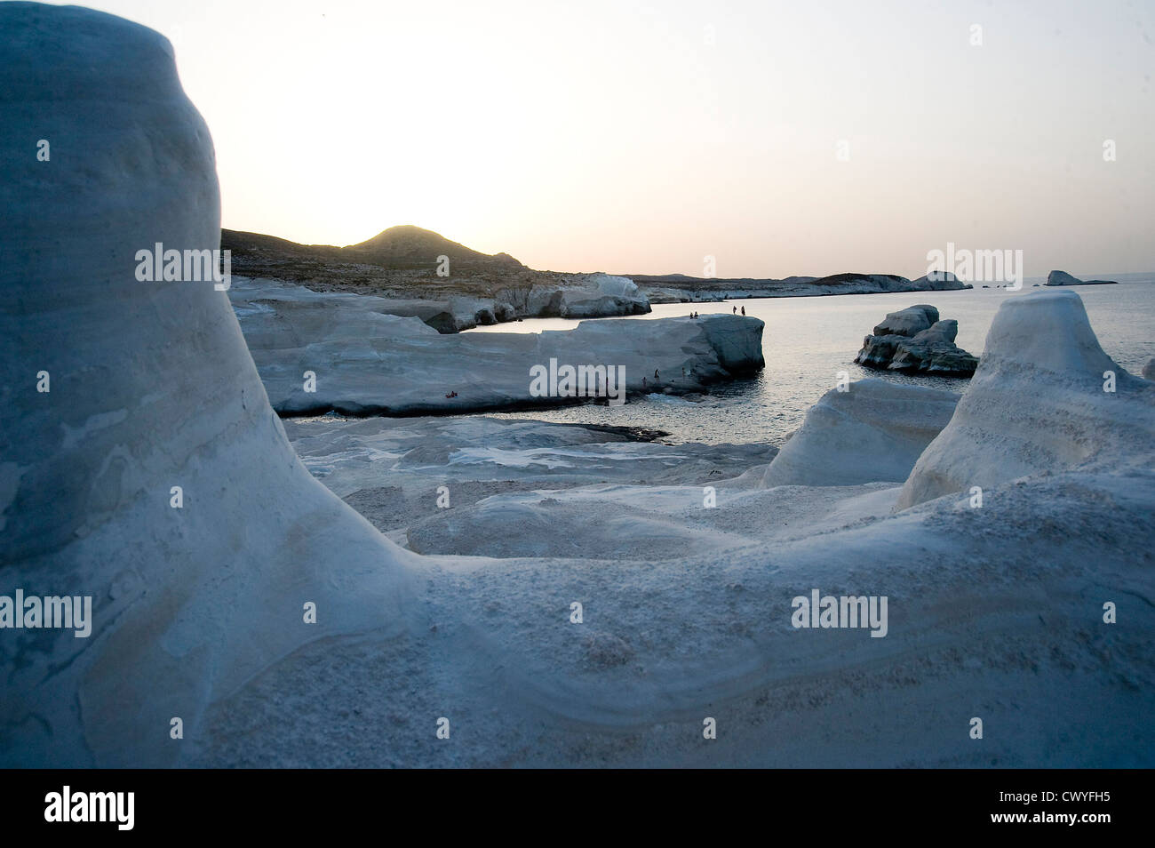 Weiße Felsen, Sarakiniko, Milos, Griechenland, Europa Stockfoto