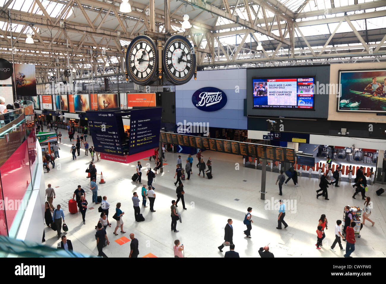 Waterloo Bahnhof Zusammentreffen in London UK. Stockfoto