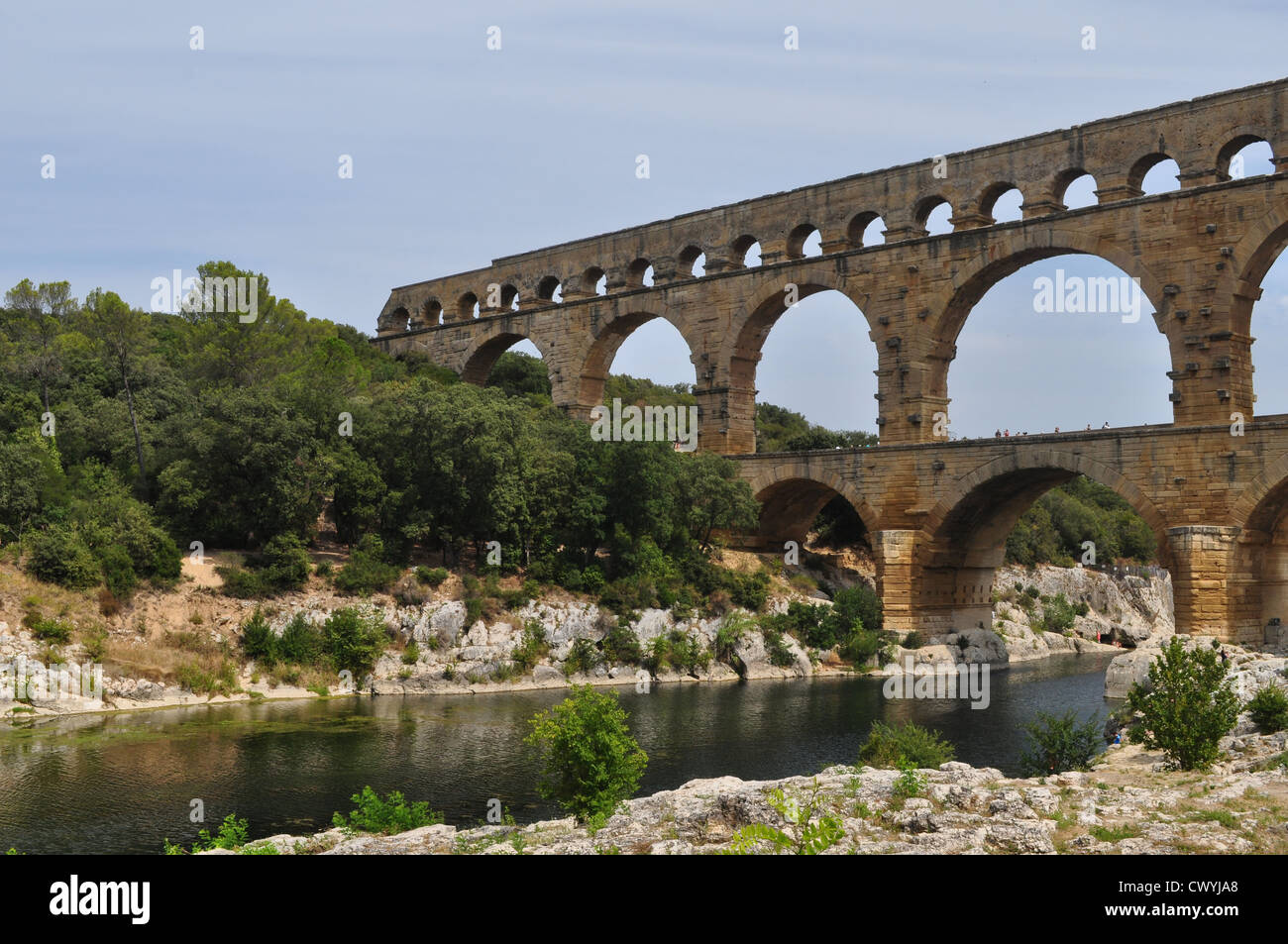 Pont du Gard römische Brücke, Provence, Frankreich Stockfoto