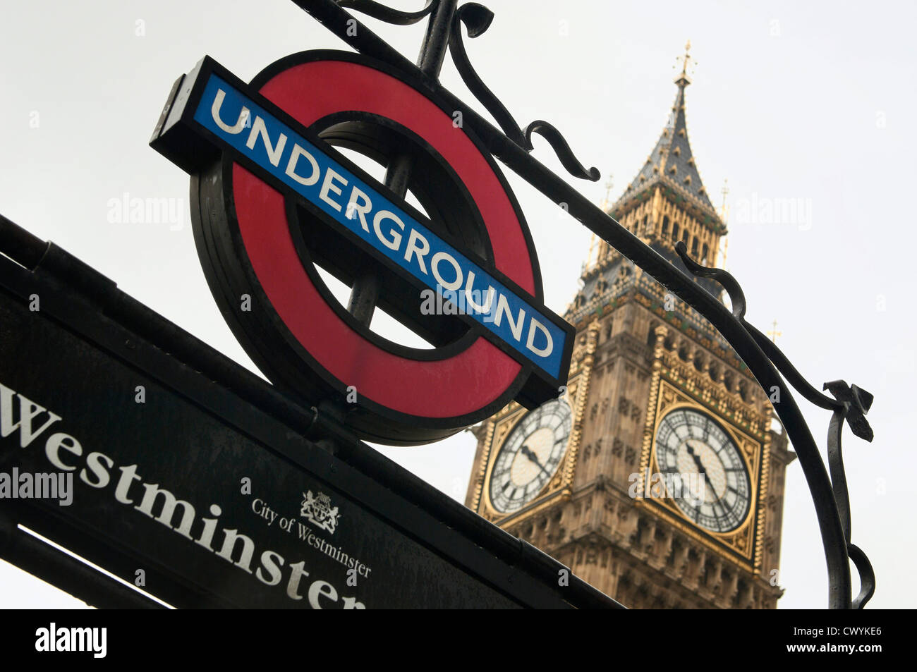 Big Ben und u-Bahn station Westminster, London, England, Großbritannien, Europa Stockfoto