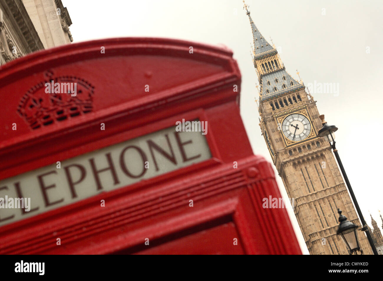 Big Ben und roten Telefon Box, London, England, Großbritannien, Europa Stockfoto