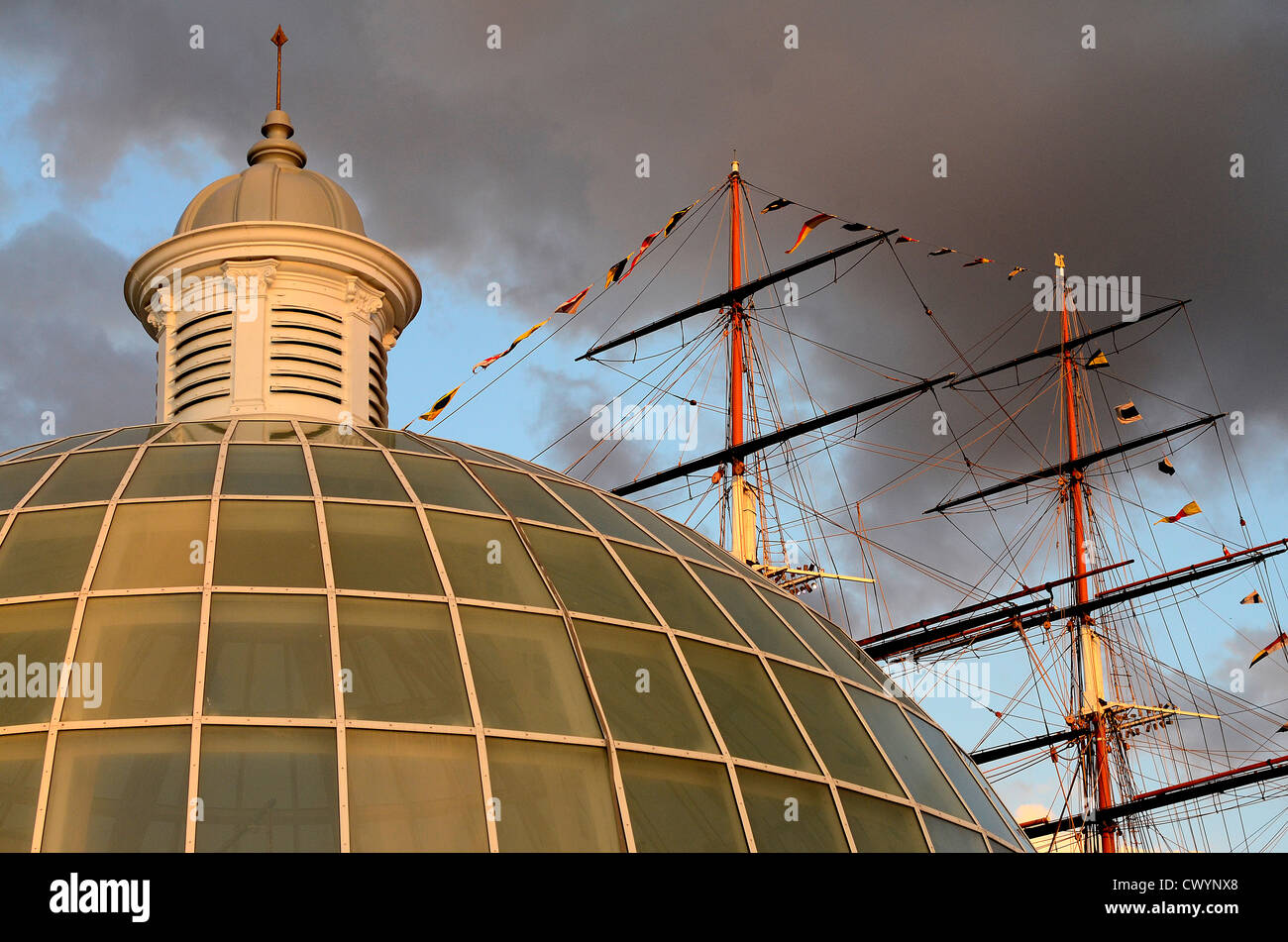 Greenwich Foot Tunnel Kuppel und Cutty Sark Greenwich London UK Stockfoto