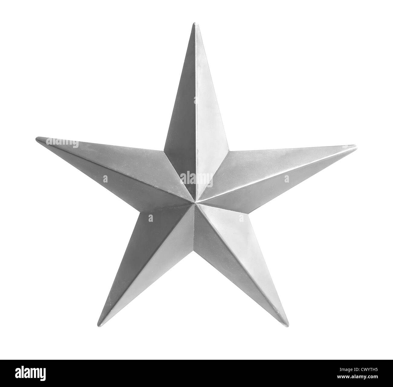 Bemalte Silver Star isoliert auf weißem Hintergrund - mit Beschneidungspfad Stockfoto