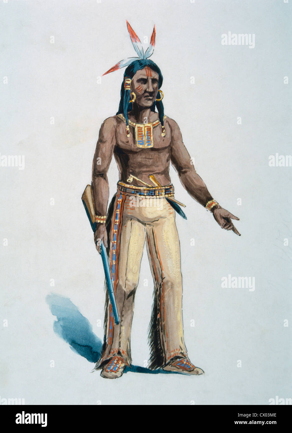 Native American, Aquarell Malerei von William L. Wells für die Columbian Exposition Festzug, 1892 Stockfoto