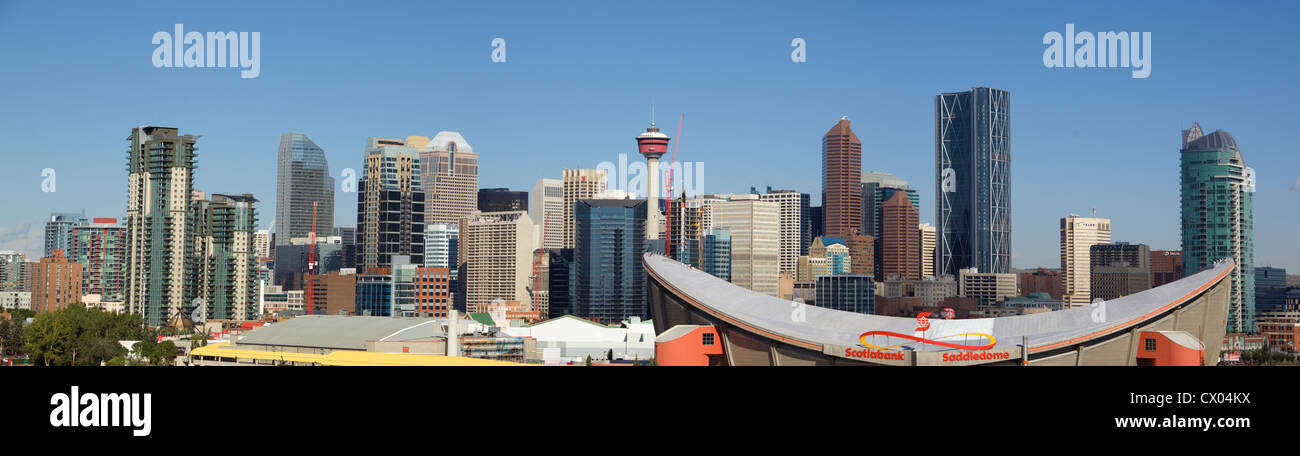 Einen Panoramablick auf die Skyline von Calgary, Alberta, Kanada im Jahr 2012. Stockfoto