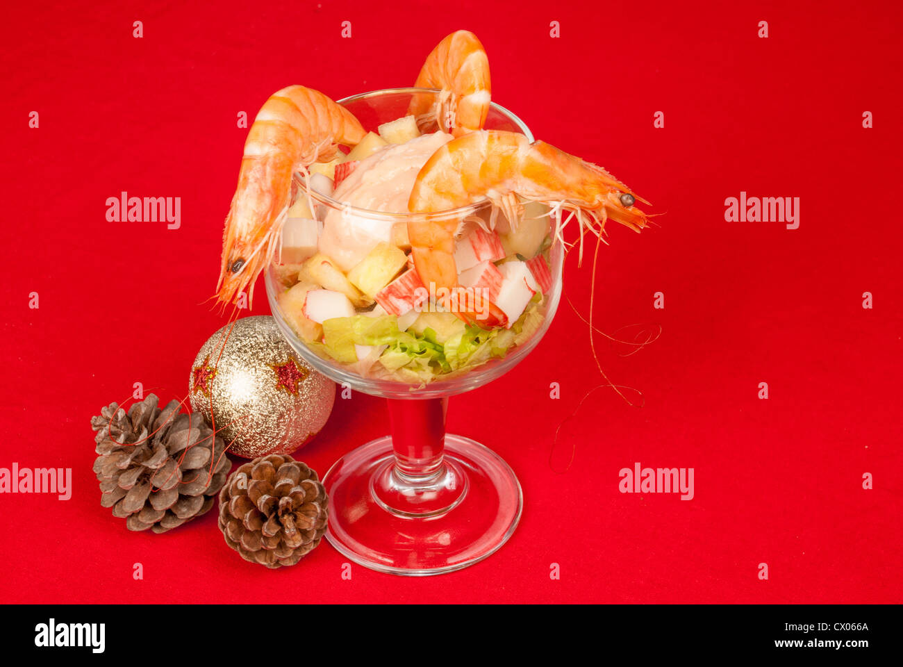 Ein frische Garnelen-Cocktail, ein Spanisch-Weihnachtsessen klassische Stockfoto