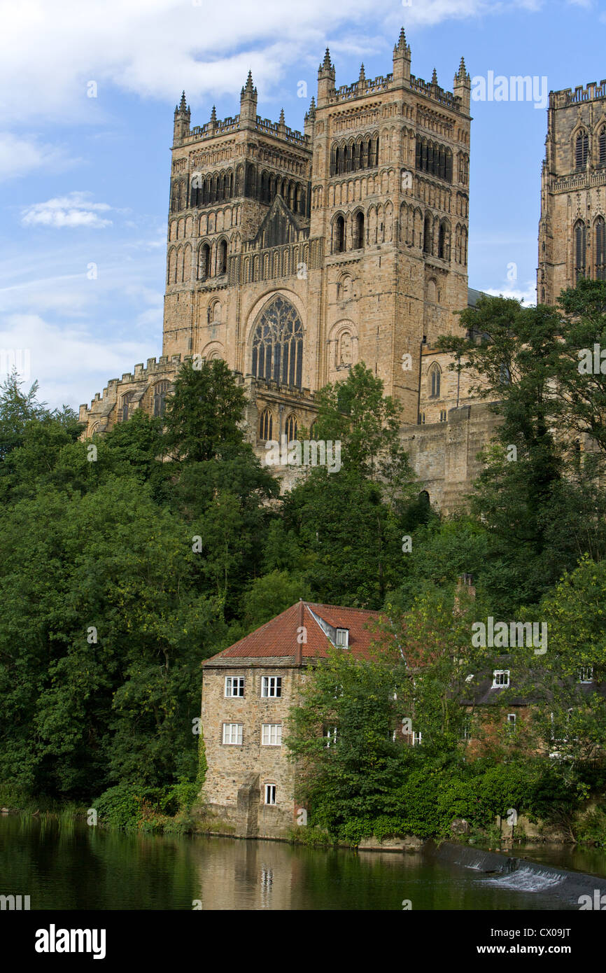 Durham Kathedrale mit Blick auf den Fluss Stockfoto