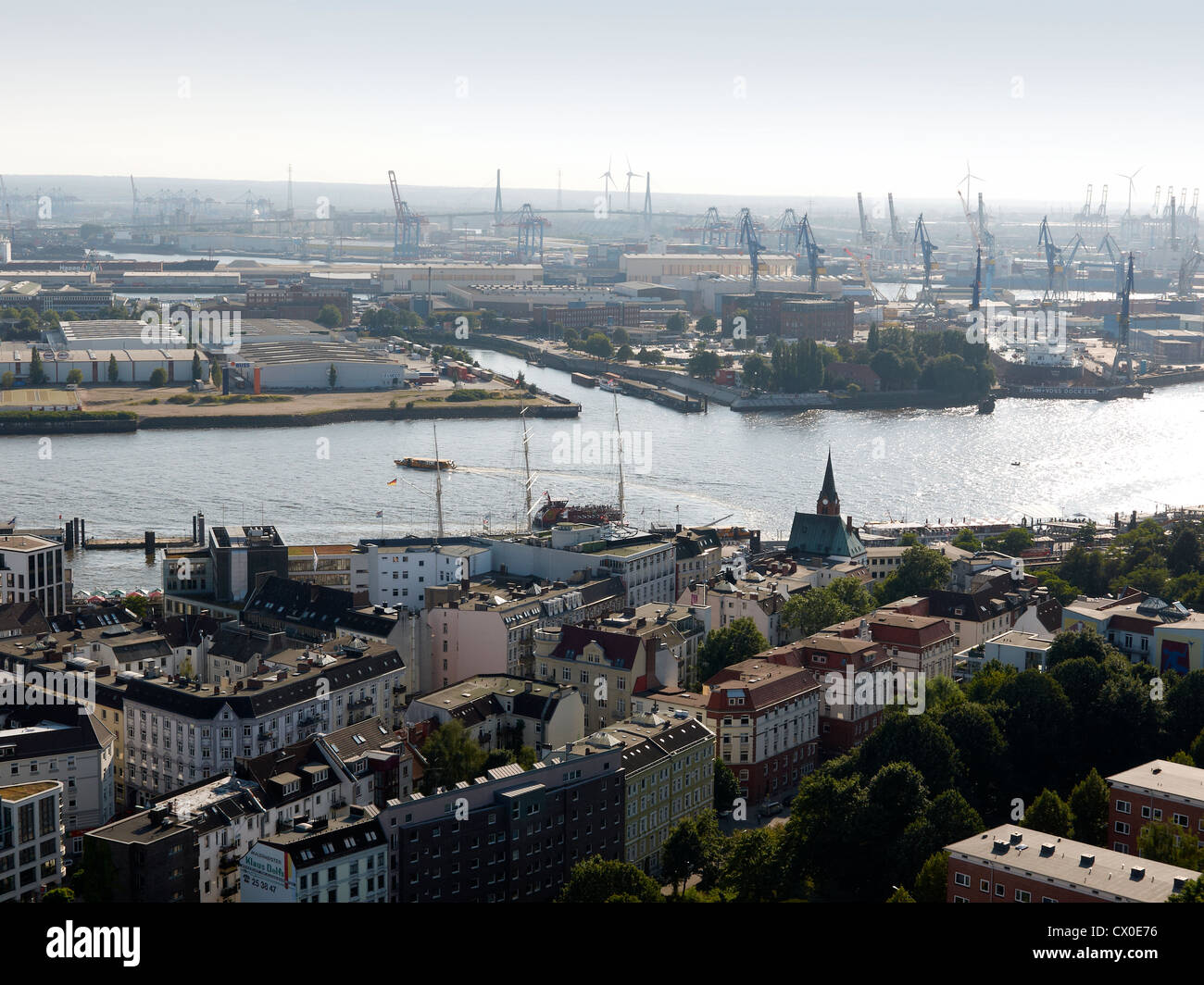 Panoramablick von der Kirche "Michel", Hamburg Stockfoto