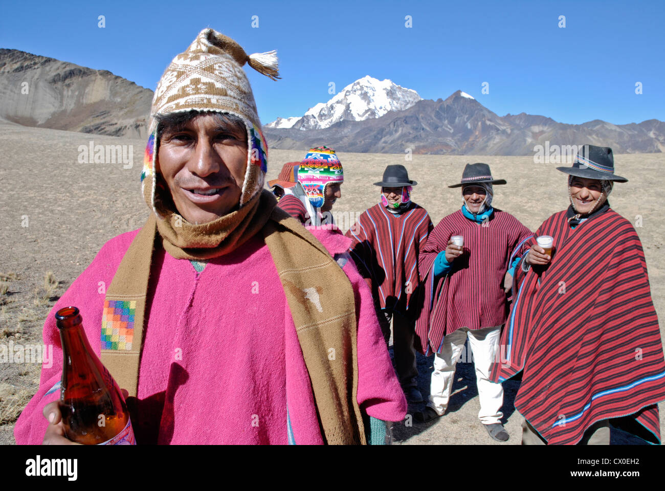 Aymara in der Cordillera Real der Anden Stockfoto