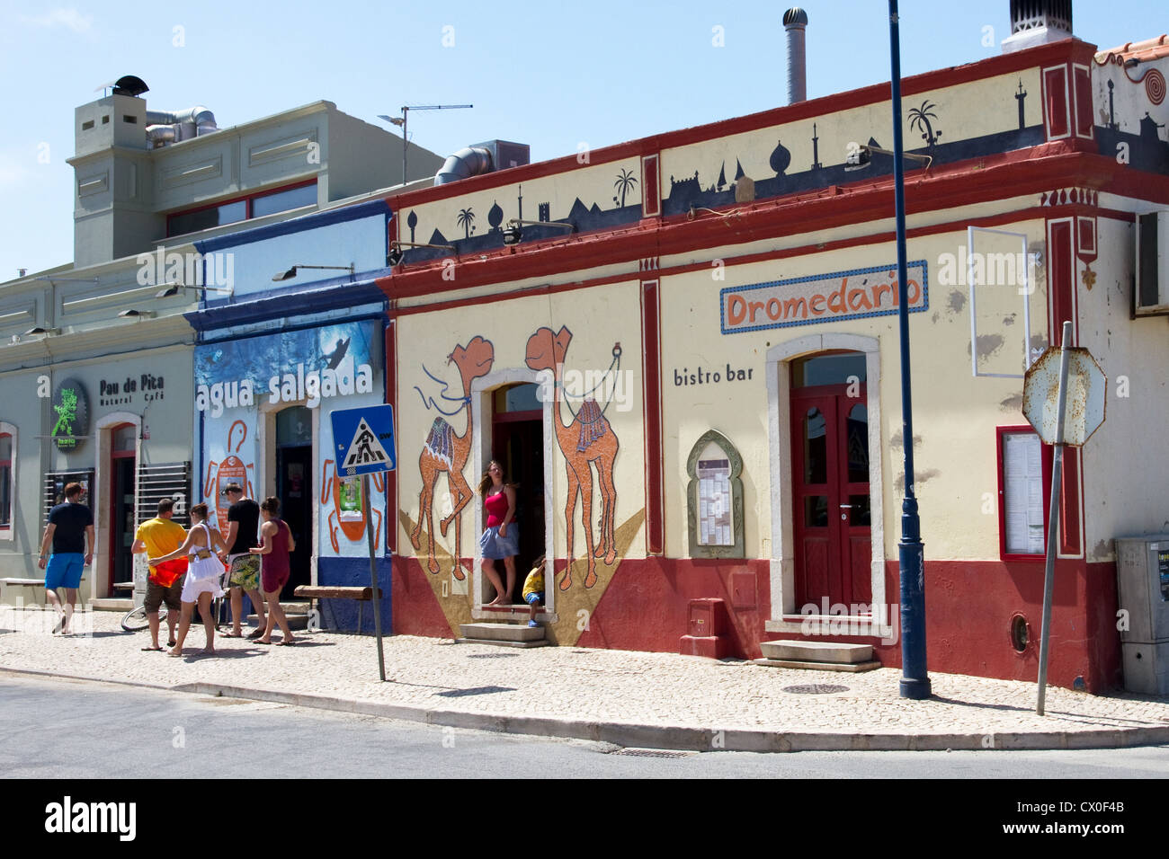 Cafés und Bars in Sagres, Algarve, Portugal Stockfoto