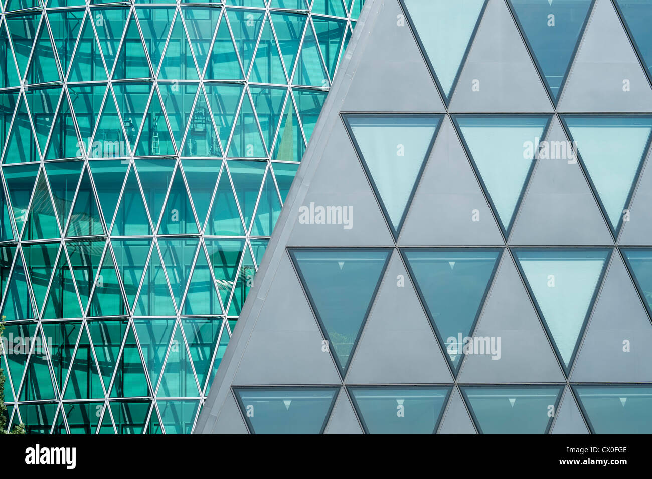 Detail von Bürogebäuden am Westhafen moderne gehobene privat- und Geschäftskunden Entwicklungsvorhabens in Frankfurt Deutschland Stockfoto