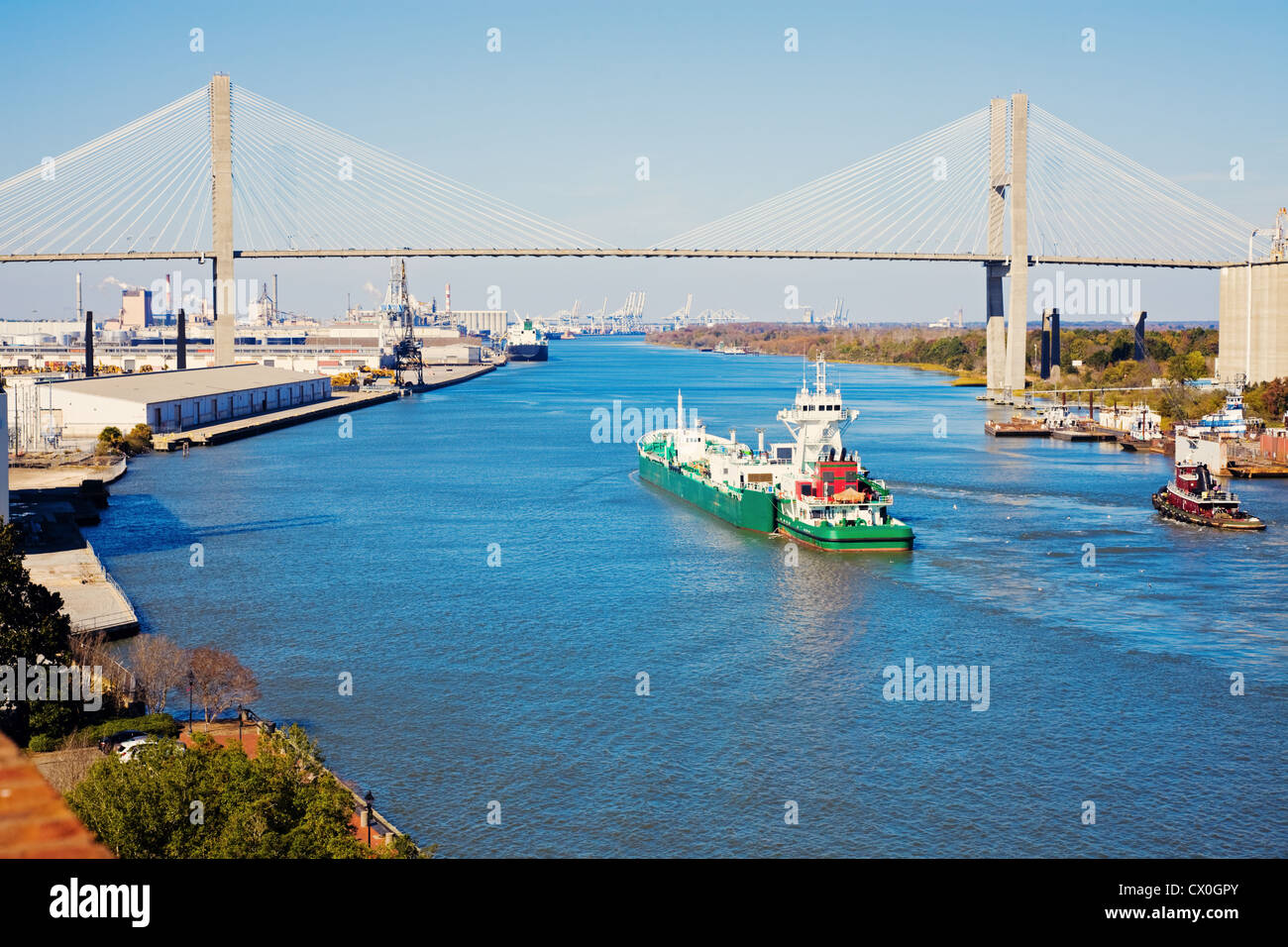 Schiff im Hafen von Savannah eingeben Stockfoto