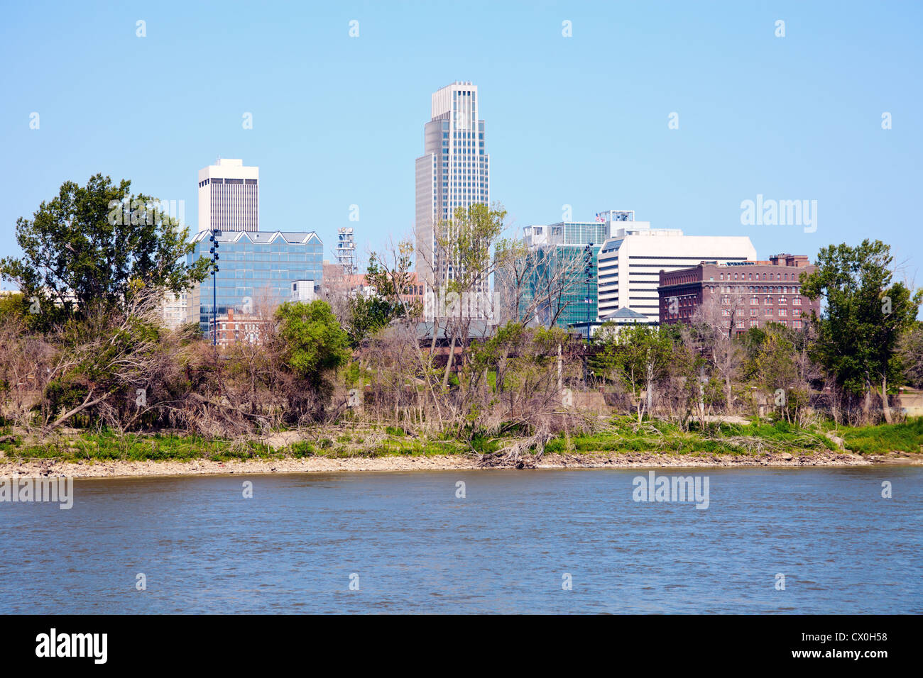 Omaha, Nebraska und den Fluss Stockfoto