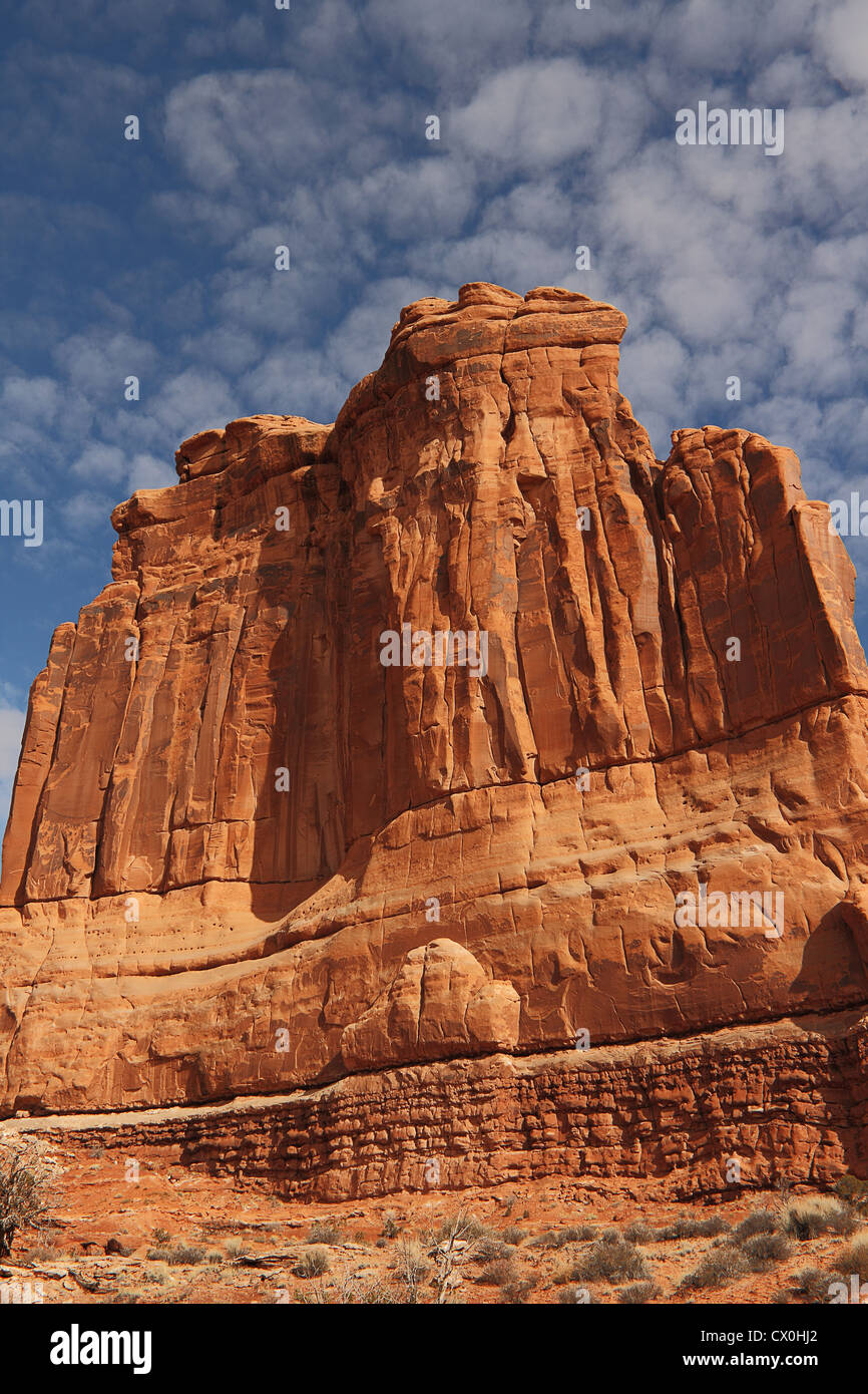 Das Courthouse Towers Sandstein Denkmäler im Arches National Park in der Nähe von Moab, Utah Stockfoto