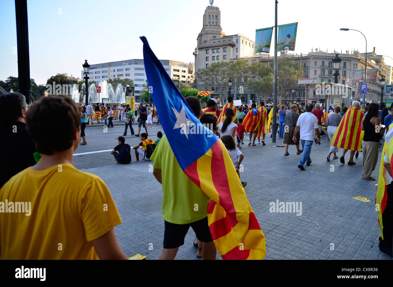 Unabhängigkeit-Demonstration in Barcelona im 11. September 2012 Stockfoto