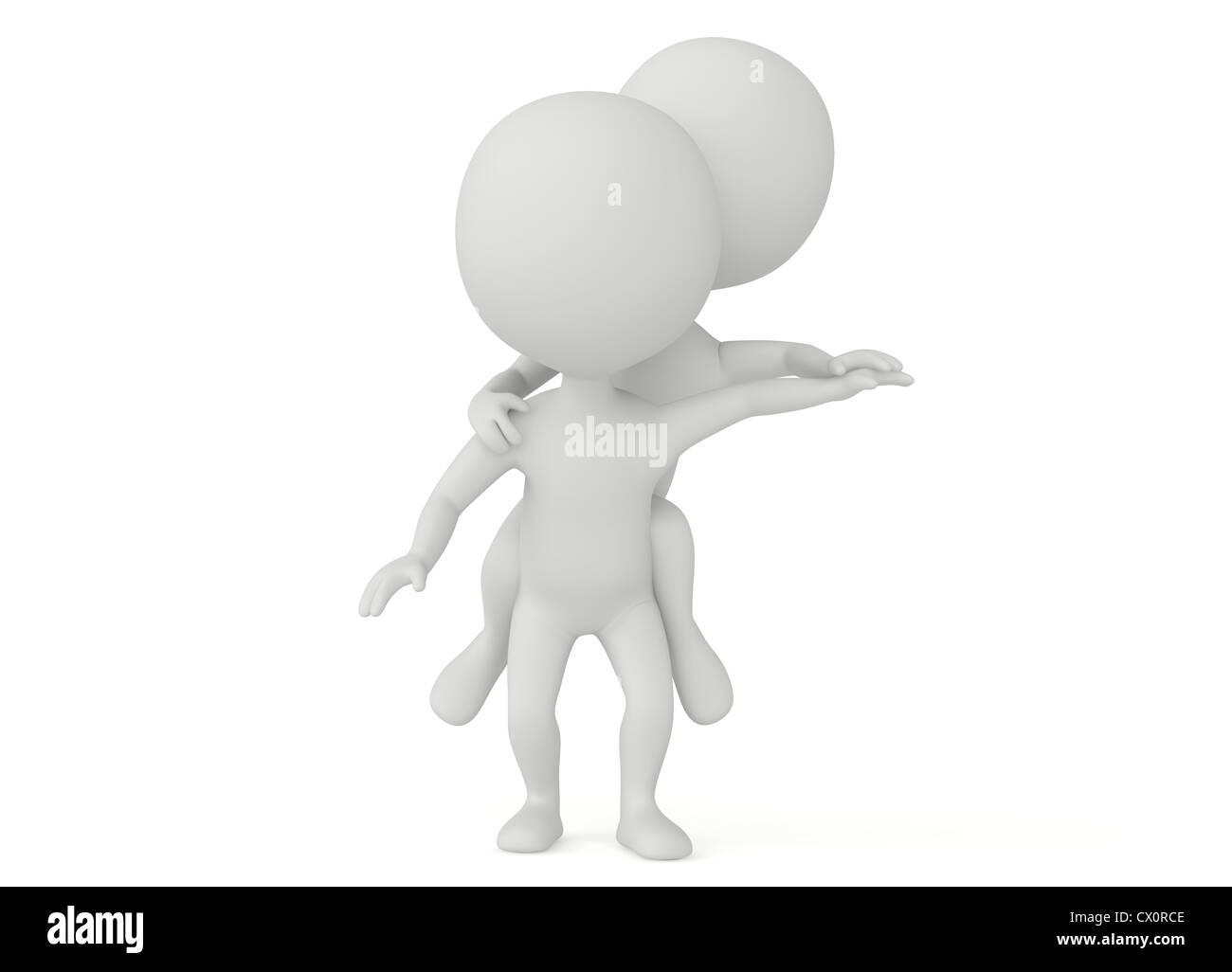 humanoide glückliche Paar 3D-Charakter auf weiß Stockfoto