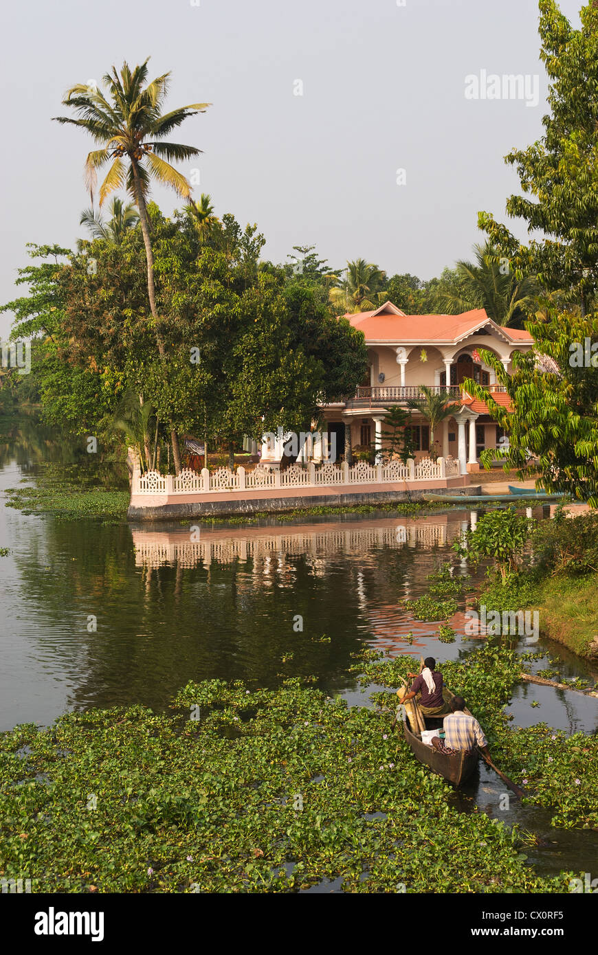 Elk201-3173v Indien, Kerala, Kottayam, Kanal backwaters Stockfoto