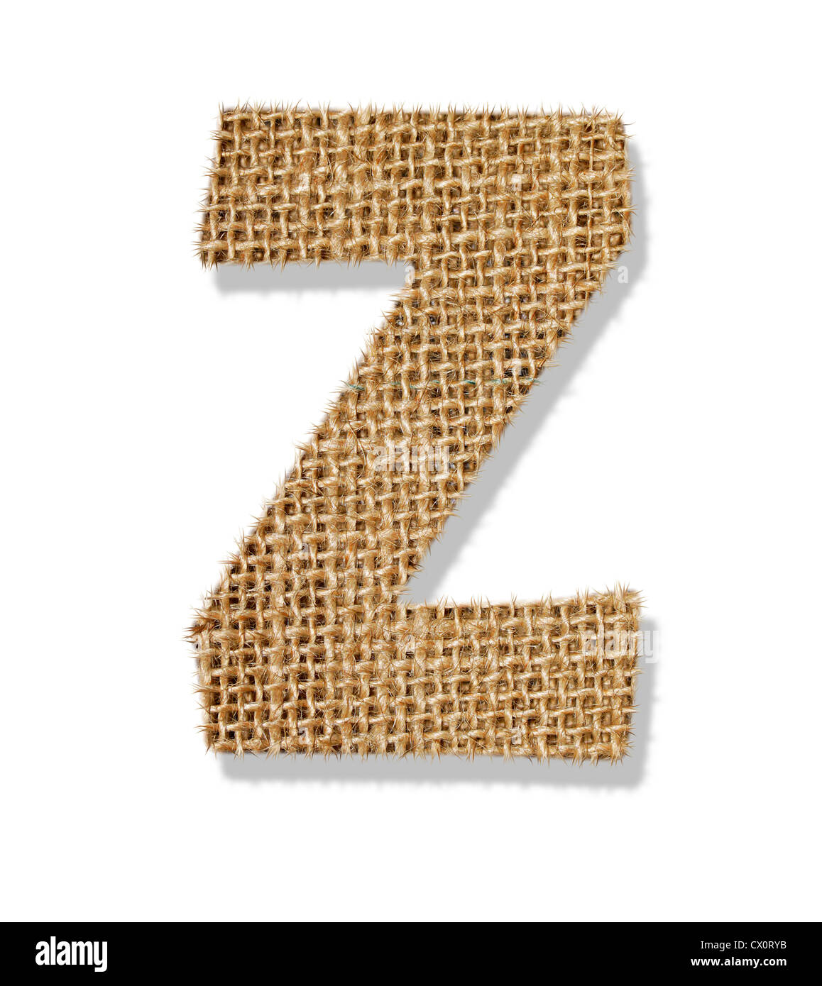 Der Buchstabe "Z" besteht aus grobem Tuch. Stockfoto