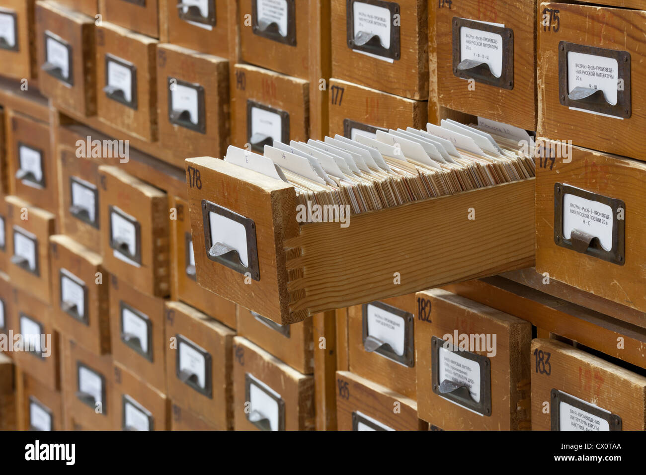 Vintage Library Card Catalog Stockfotos Vintage Library Card