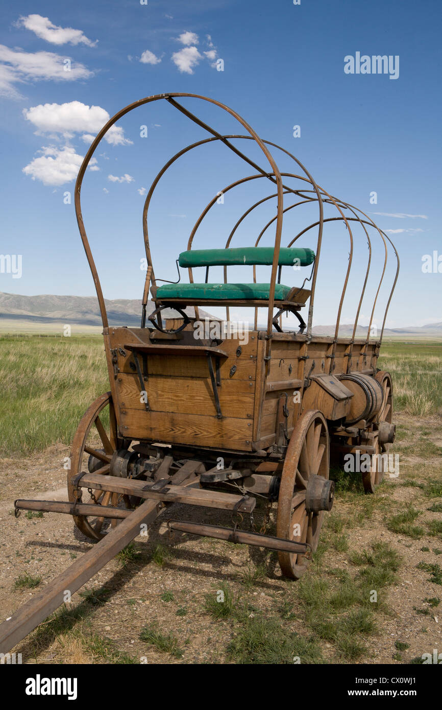 Replikat Planwagen, City of Rocks Besucher Center, Almo, ID. Stockfoto