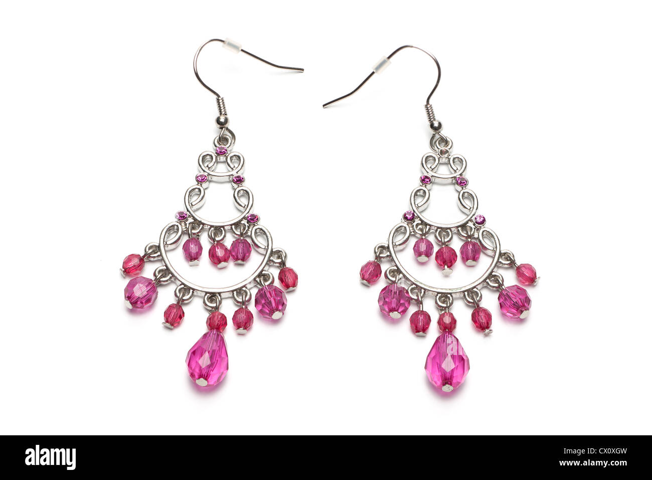 Kronleuchter rosa Perle Ohrringe Stockfoto