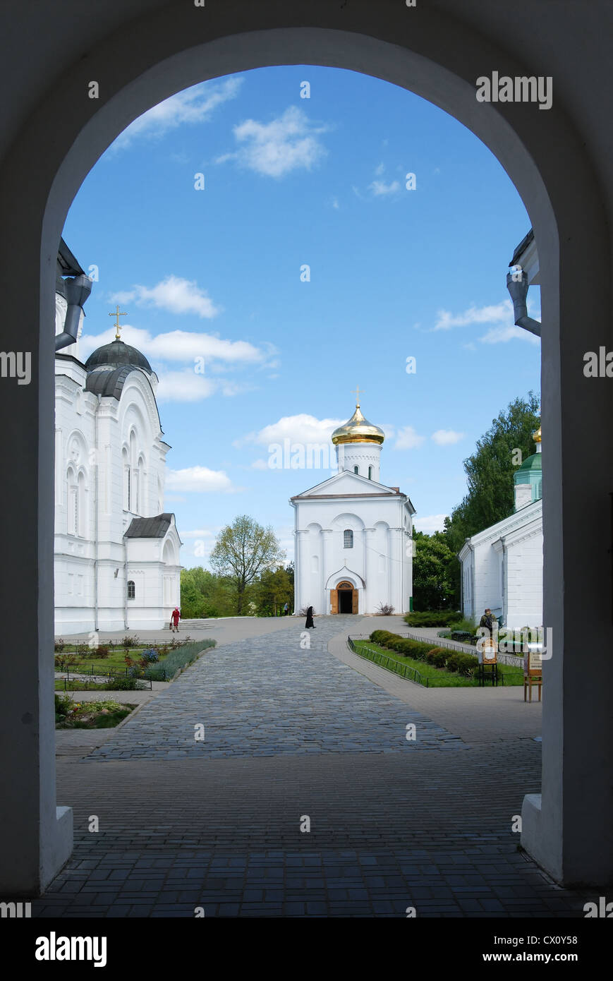 Eingang zum Retter und St. Evphrosinija Kloster, Polozk, Weißrussland Stockfoto