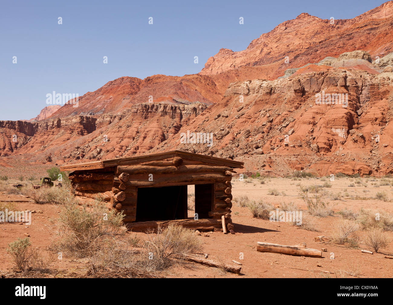 Eine einsame Hütte am Lonely Dell Ranch an der Lees Ferry historischen Bezirk im nördlichen Arizona, USA Stockfoto