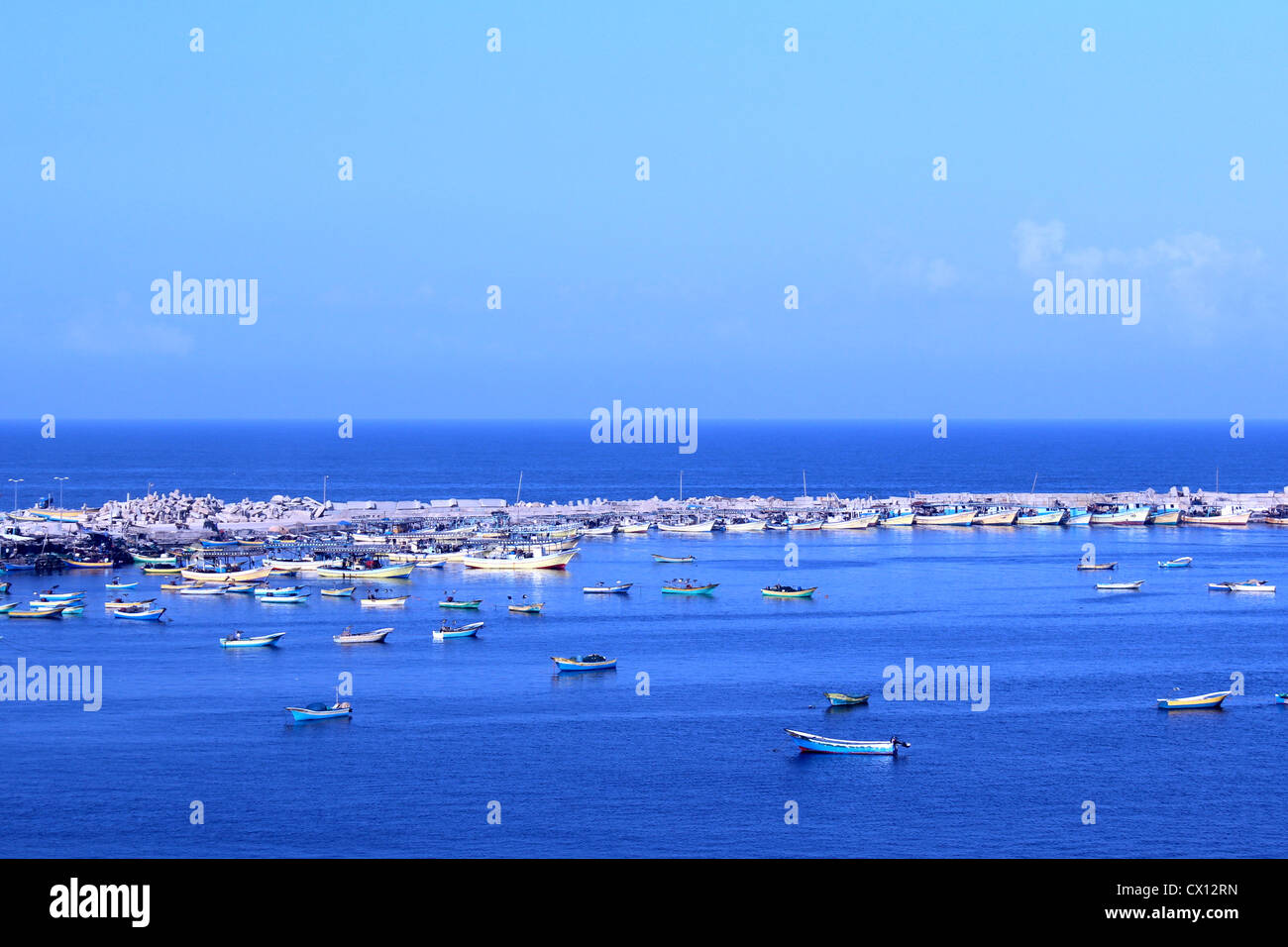 Blick auf Meer Hafen von gaza Stockfoto