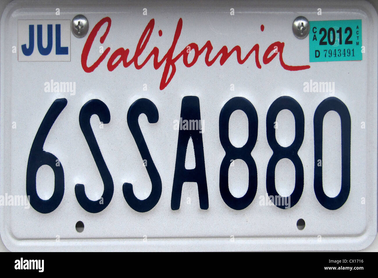 Vereinigte Staaten von Amerika, Kalifornien-Kfz-Kennzeichen Stockfoto
