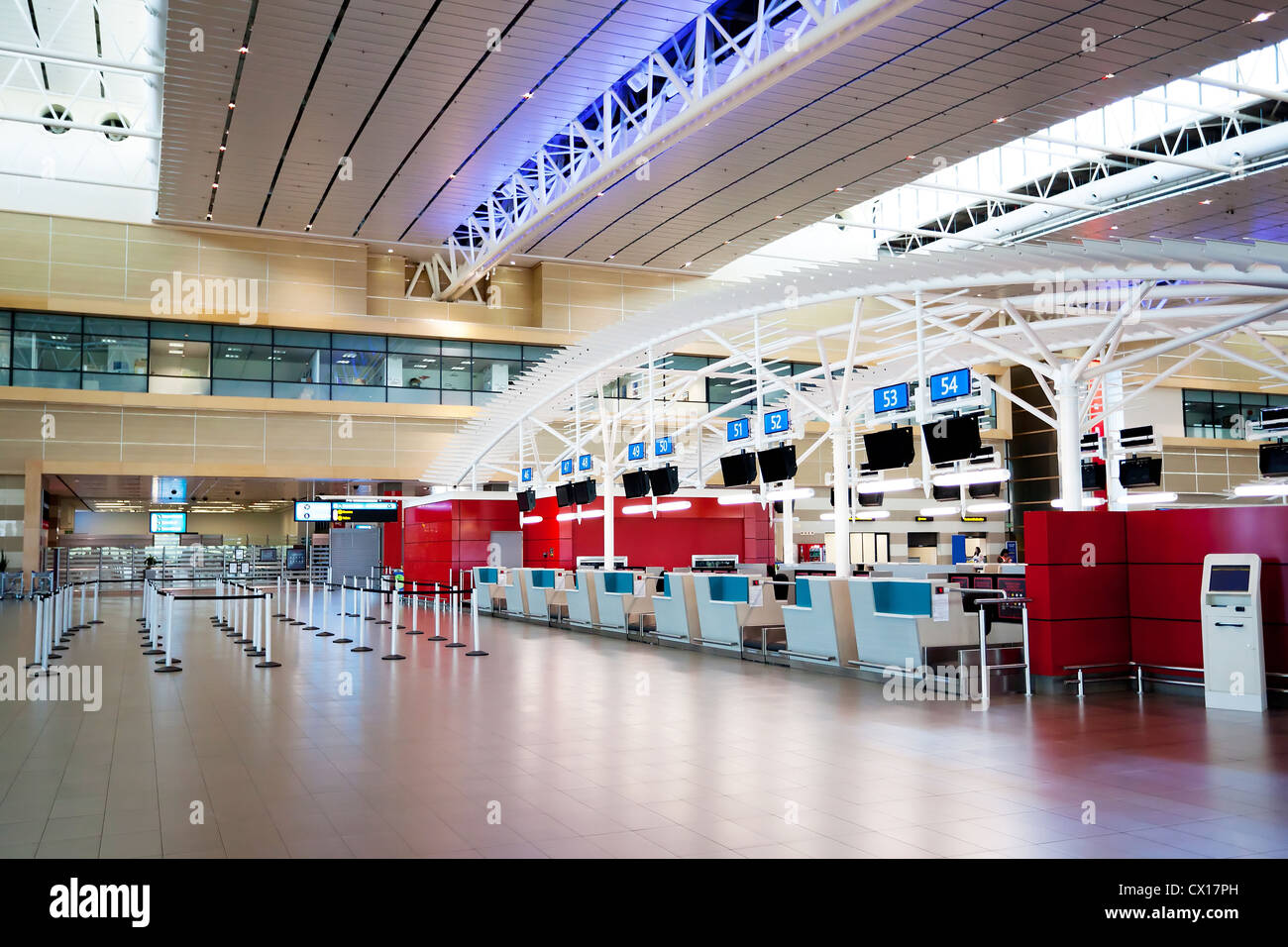 leeren Flughafen Check-in Schalter Stockfoto