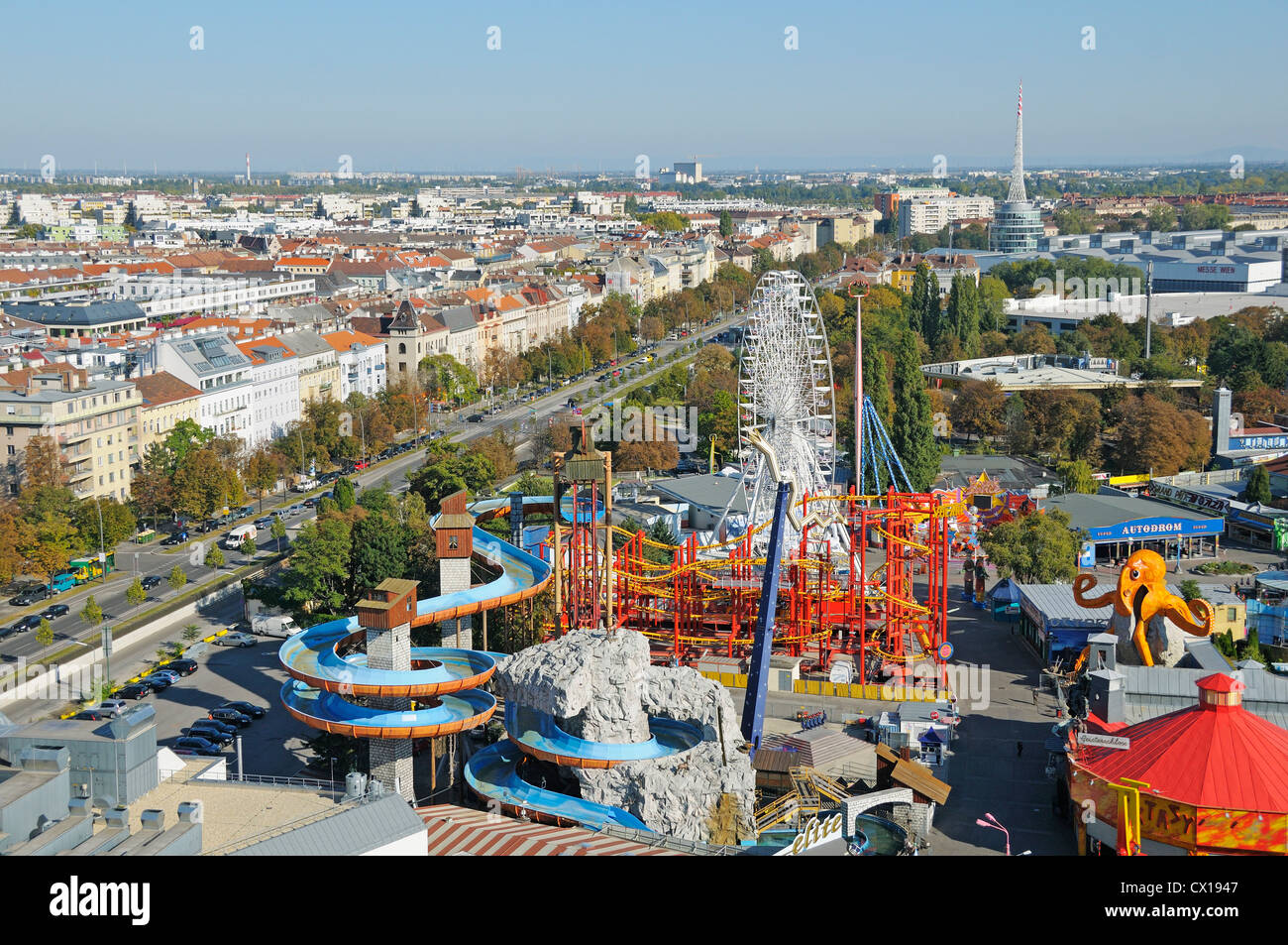 Blick ber Wien W hrend Der Fahrt Mit Dem Riesenrad Vergn gungspark 